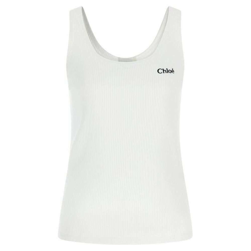 Chloé White Cotton Tank Women's Tops